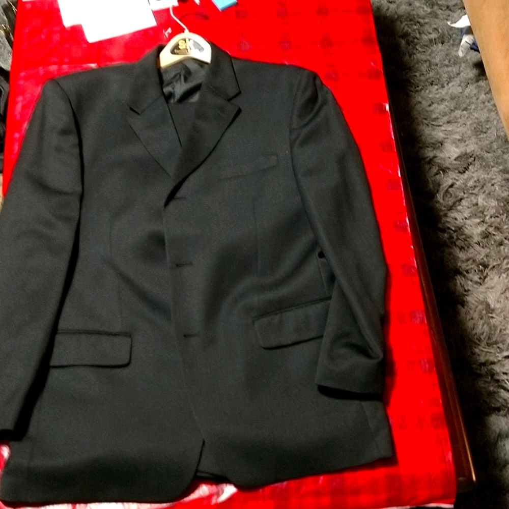 Classic black suit.